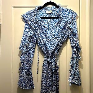 Never Fully Dressed Blue Leopard print midi dress